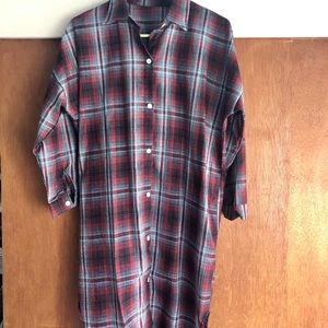 Long Red Plaid Shirt